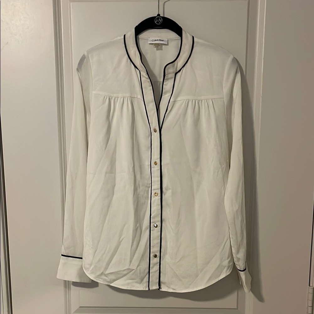 Calvin Klein Black and White Casual Button Down Shirt